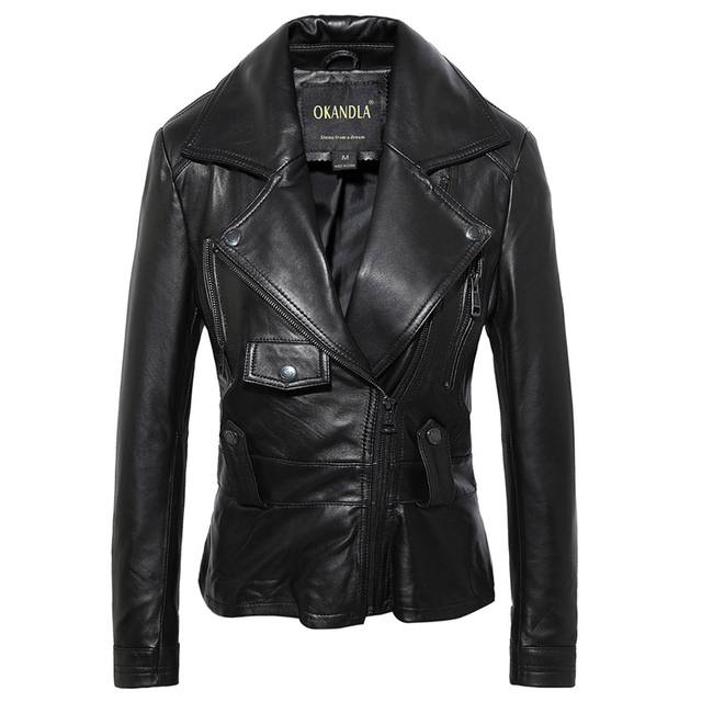 Pra Rightly Women's Plus Size Soft Sheepskin Leather Jacket in Sweet Casual Style - tanie ubrania i akcesoria