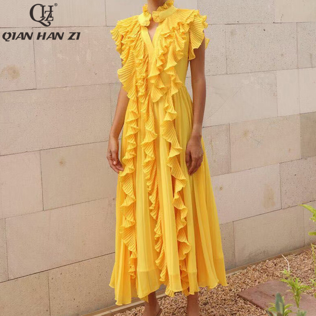 Sukienka letnia 2021 Qian Han Zi bez rękawów, plisowana, elegancka - tanie ubrania i akcesoria