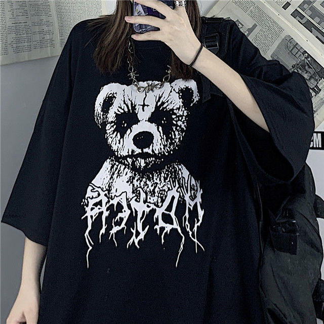 Koszulka Damska Streetwear z Hip-hopowym Nadrukiem Błyskawicy Punk Rock Harajuku Gotyckie Moda na Co Dzień - tanie ubrania i akcesoria