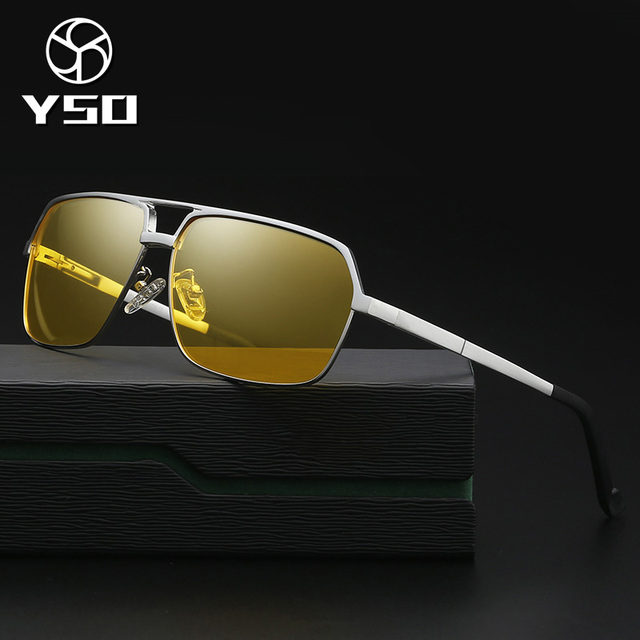 Okulary nocne YSO Aluminum Magnesium Polarized Yellow Square Night Vision Goggles Anti-Glare 8549 - tanie ubrania i akcesoria