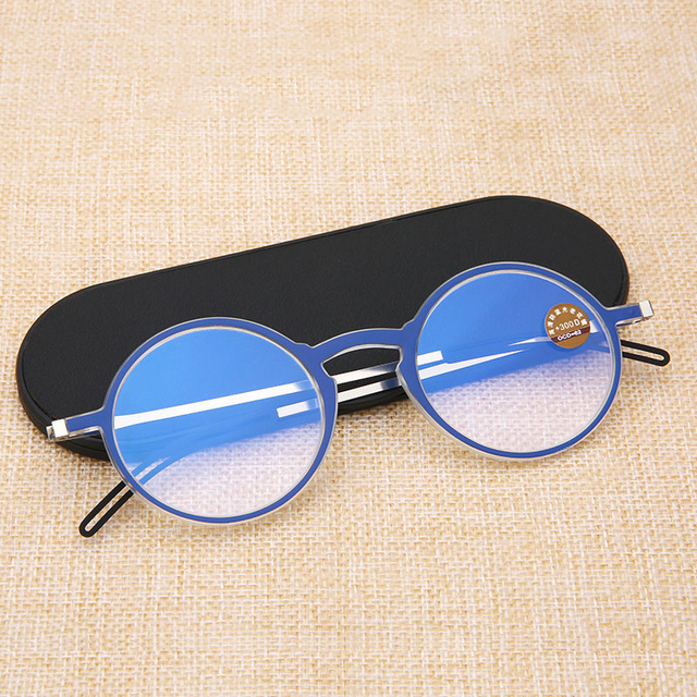 Przenośna ramka TR90 anty-niebieskie światło do czytania - ultra-cienkie okulary w aluminiowym etui magnetycznym - tanie ubrania i akcesoria