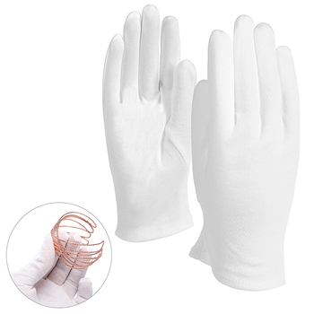 Bawełniane rękawiczki damskie - 8 sztuk, miękkie, cienkie, biżuteria inspekcja, kolor biały