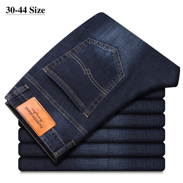 Nowe męskie dżinsy 2020 w 6 kolorach, luźne, klasyczne, elastyczne, markowe spodnie jeansowe, Plus rozmiar 40-44 - tanie ubrania i akcesoria