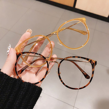 Okrągłe damskie okulary ramki przezroczyste SO & EI Fashion zielone Leopard optyczne