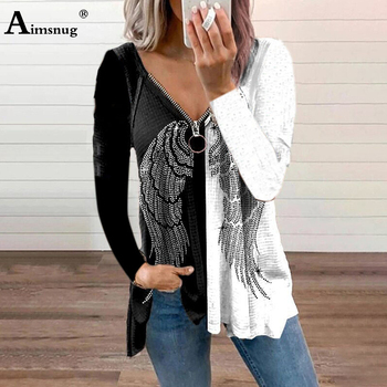 Koszulka damska z długim rękawem z nadrukiem 3D w rozmiarze Plus - 4XL/5XL