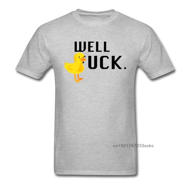 Koszulka męska z nadrukiem Well Duck Letter, 2018, krótki rękaw, szary, wysokiej jakości bawełna, zabawny motyw kreskówkowy - tanie ubrania i akcesoria