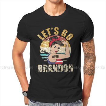 Męska koszulka graficzna Brandon Retro FJB duży rozmiar z wysoką jakością materiału i O-Neck Streetwear