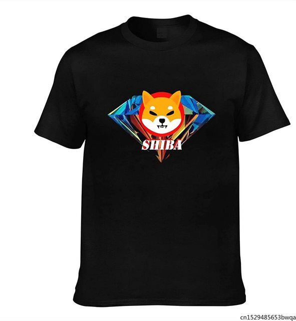 Męska koszulka z krótkim rękawem Shibacoin z motywem Shiba Inu Doge – idealna na co dzień dla nastolatków - tanie ubrania i akcesoria