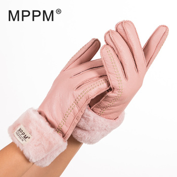 MPPM Rosyjskie zimowe damskie rękawiczki - 100% prawdziwa skóra, ocieplane, stylowe