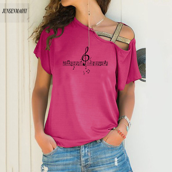 Koszulka damska z krótkim rękawem w nowoczesnym stylu muzycznym - rozmiar 5XL