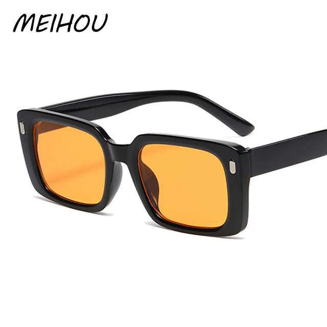 Żółte kwadratowe okulary przeciwsłoneczne dla kobiet w stylu retro classic, inspirowane stylem vintage, ochrona UV400 - tanie ubrania i akcesoria