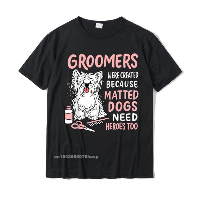 Koszulka męska Matted Dogs Need Heroes Too - zabawna, nadrukowana bawełniana koszulka z motywem psa dla fryzjera zwierząt - tanie ubrania i akcesoria