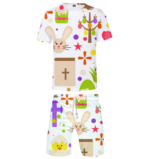 Zestaw koszulka T-shirt + krótkie spodenki Bunny 2021, lato, moda uliczna - tanie ubrania i akcesoria