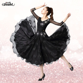 Bufiaste suknie na konkurs tańca towarzyskiego - stroje sali balowej, szybka dostawa, kolor czarny