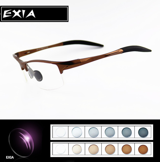 Brązowa metalowa ramka okularów przeciwsłonecznych z soczewkami fotochromowymi na receptę moc KD-24 dla krótkowzroczności i prezbiopii - tanie ubrania i akcesoria