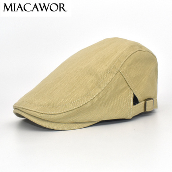 Czarny Beret MIACAWOR 2020 z bawełny - męski fala kapelusz na wiosnę i jesień