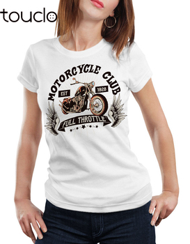 Koszulka markowa damska z naturalnej bawełny - krój wokół szyi, motocyklowy design Biker Enduro, kula Vint Tee