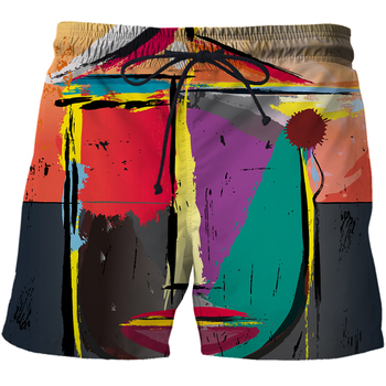 Nowe męskie spodenki plażowe 3D z abstrakcyjnym wzorem - letnie spodenki plażowe, streetwear, szybkoschnące