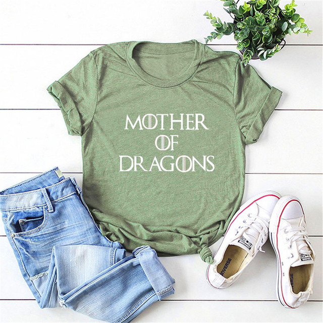 Koszulka damska List Mother of Dragons z nadrukami, z krótkim rękawem i O-neck - letni design Harajuku - tanie ubrania i akcesoria