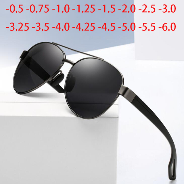 Okulary przeciwsłoneczne Sport mężczyźni krótkowzroczni polaroidy z podwójną wiązką i soczewkami do recepty od 0 do -6.0 - tanie ubrania i akcesoria