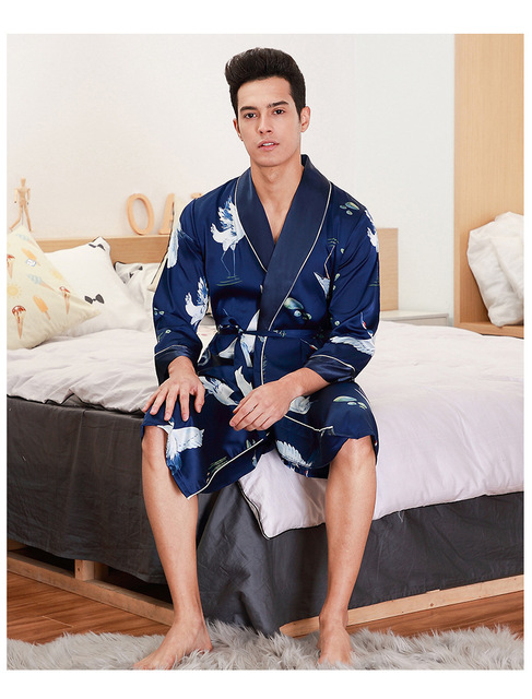 Męski szlafrok Kimono Casual Silky - nowość 2019, idealny na wiosnę, L-XXL - tanie ubrania i akcesoria