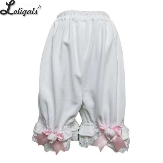 Śliczne ciepłe polary Lolita Bloomers - krótkie spodnie z kieszeniami - tanie ubrania i akcesoria
