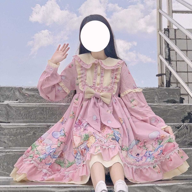 Słodka jesienna sukienka Lolita KOSAHIKI dla kobiet 2021 z koreańskim stylem i dekoracją wstążką - tanie ubrania i akcesoria