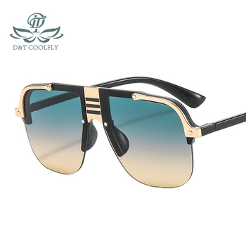 Nowoczesne okulary przeciwsłoneczne D&T 2021 dla kobiet i mężczyzn - tarcza, gradientowe soczewki, metalowe oprawki ze stopu, designer UV400