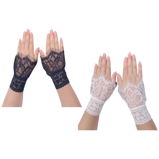 Damskie rękawiczki na rękaw z koronkowymi mankietami i elastycznymi bransoletkami - tanie ubrania i akcesoria