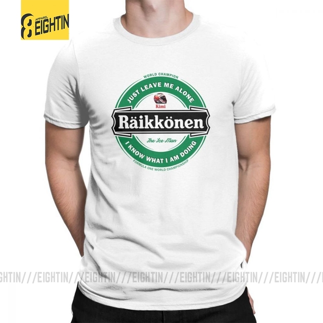 Męska koszulka z nadrukiem Kimi Raikkonen, marki Big Size Tee, krótki rękaw, 100% bawełna, wycięcie pod szyją - hot casual t-shirt - tanie ubrania i akcesoria