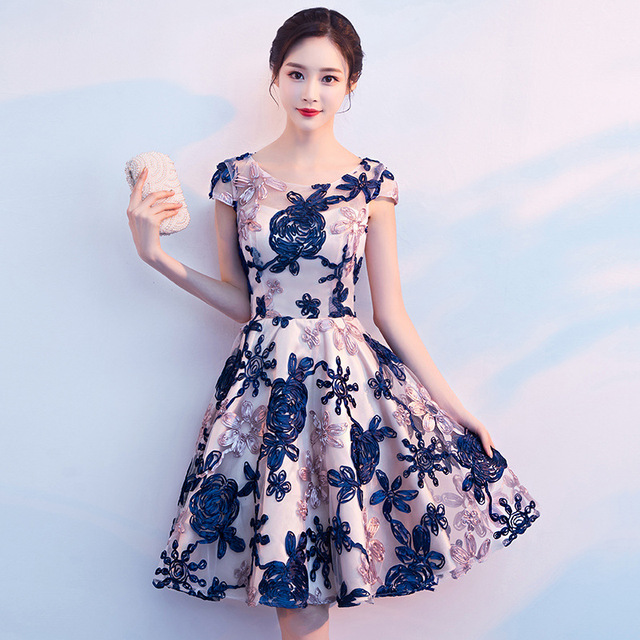 Elegancka sukienka chińskiego stylu Cheongsam O-Neck dla kobiet na przyjęcia i uroczystości - XS-XXXL - tanie ubrania i akcesoria