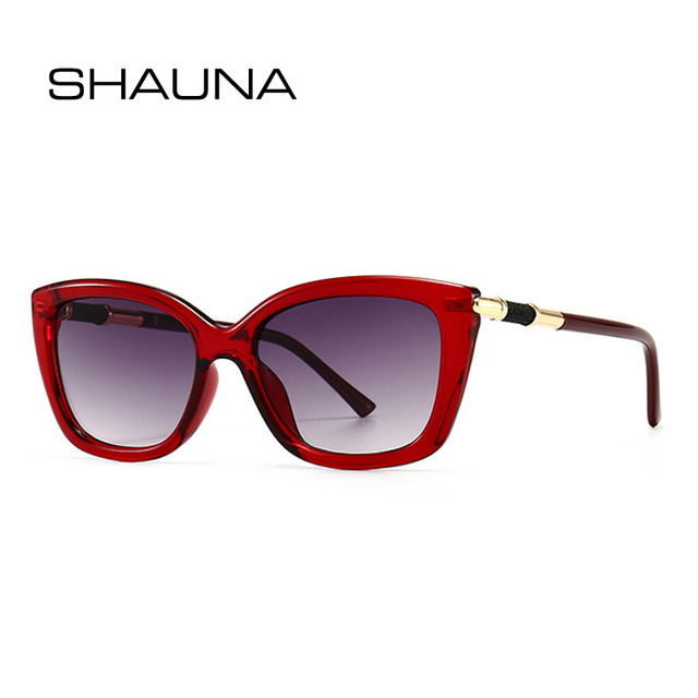 Okulary przeciwsłoneczne damskie SHAUNA Ins Retro marka projektant Tea Grey Gradient UV400 - tanie ubrania i akcesoria