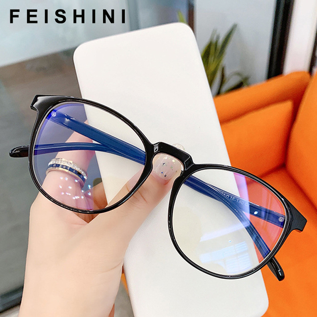 Okulary filtrujące niebieskie światło Feishini - ochrona przed zmęczeniem oczu przy komputerze i podczas grania (damskie, owalne) - tanie ubrania i akcesoria