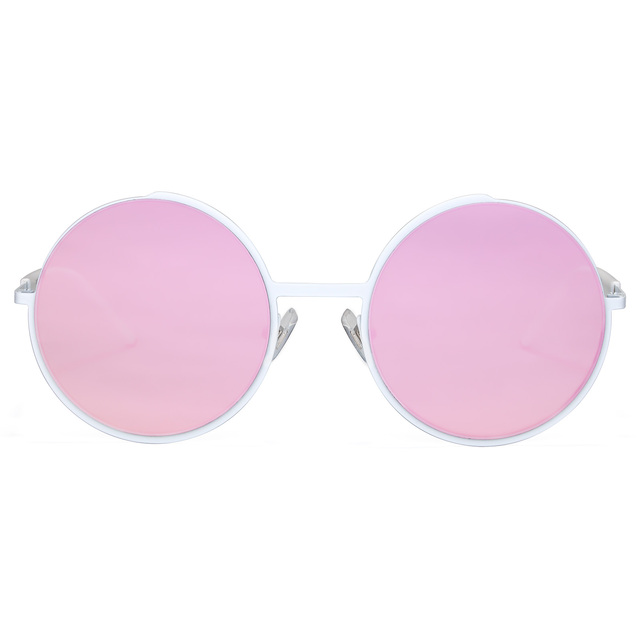 Luksusowe różowe okulary przeciwsłoneczne z polaryzacją od projektanta mody dla damy w stylu Round - tanie ubrania i akcesoria