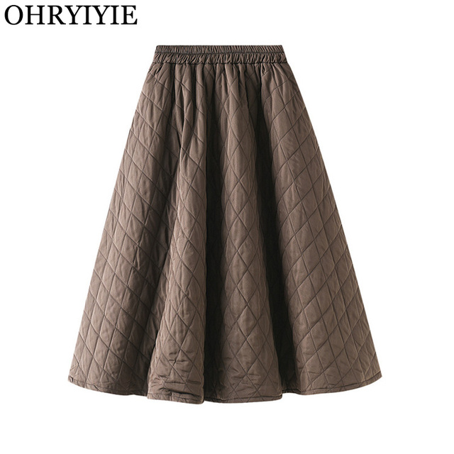 Nowa spódnica trapezowa w kratę z wysoką talią dla kobiet - OHRYIYIE Vintage - tanie ubrania i akcesoria