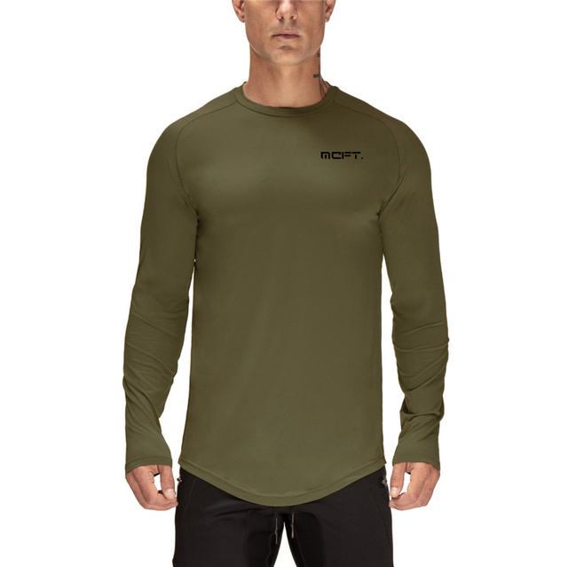 Męska koszulka sportowa z długim rękawem Casual O-Neck do biegania i treningów fitness jesienią, w modnym sportowym stylu siatkowym - tanie ubrania i akcesoria