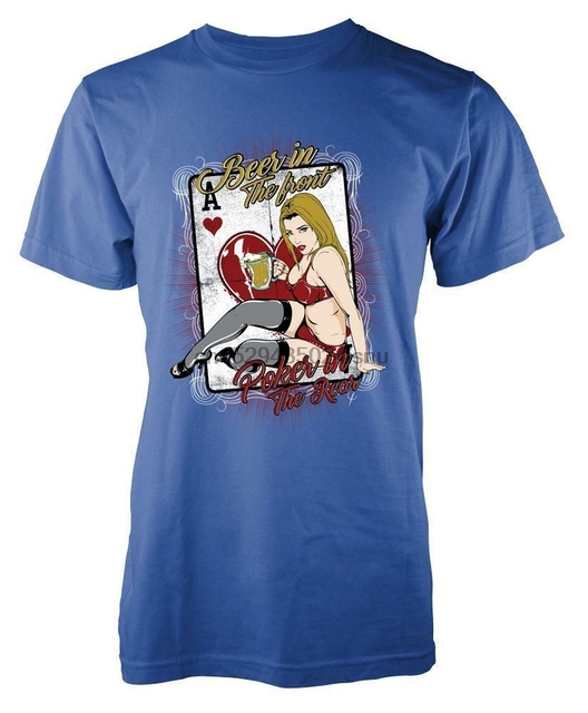 Koszulka męska POKER PIN UP ACE z motywem serca i karty do gry - rozmiar S-XXL - tanie ubrania i akcesoria