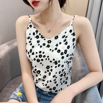 Koreańska damskа bluzka szyfonowa bez rękawów V Neck w kwiaty Plus rozmiar - drukowanie koszule