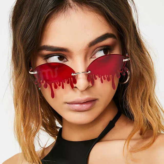 Okulary przeciwsłoneczne 2020 kobiety moda Rimless Vintage łzy UV400 - tanie ubrania i akcesoria
