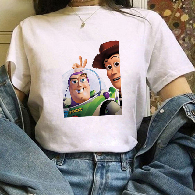 Nowa koszulka Buzz Lightyear Cowboy Woody z Toy Story Disney dla dziewczyn Unisex - tanie ubrania i akcesoria