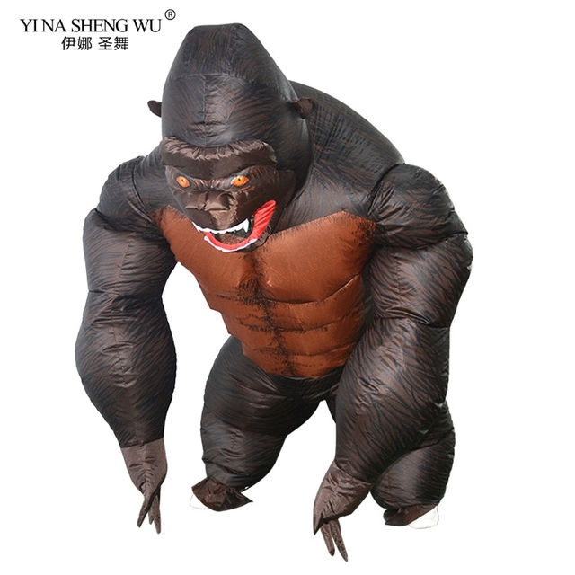 Kostium King Konga - Dla Dorosłych Dzieci: Nadmuchiwany Orangutan, Maskotka Zwierząt na Halloween, Purim, Karnawał - tanie ubrania i akcesoria