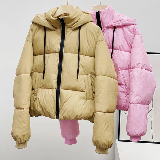 Warmujący damski płaszcz zimowy Womans bawełniana kurtka Crop Zipper w kolorze Casual - tanie ubrania i akcesoria