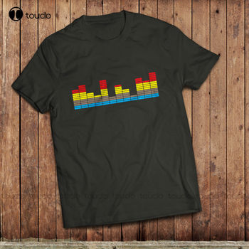Koszulka męska z nadrukiem Graficzny Equalizer DJ Techno Elektroniczna Muzyka, 100% bawełny