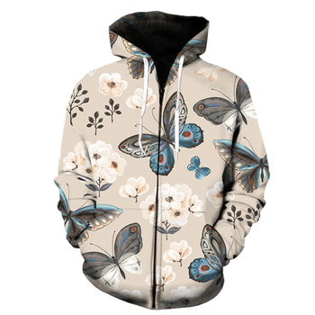 Ekskluzywna bluza z kapturem z 3D motywem motyla w stylu kreskówki - moda na jesień i zimę - mężczyźni i kobiety