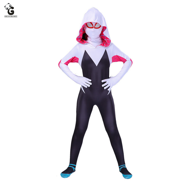 Kostium dziewczęcy Gwen Stacy Pająk Venom Zentai dla dzieci Halloween Cosplay Carnival Girl Body - tanie ubrania i akcesoria