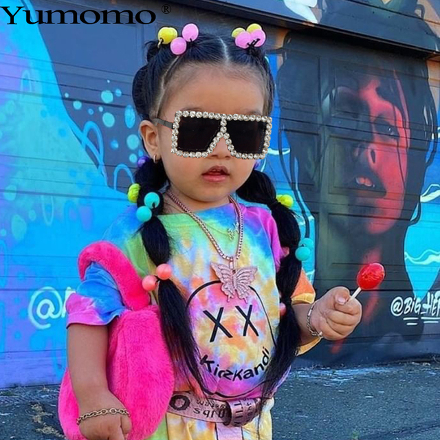 Okulary przeciwsłoneczne Oversize dla dzieci 2020 marki z dużymi oprawkami diamentowymi UV400 - tanie ubrania i akcesoria
