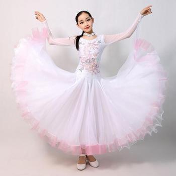Standardowa sukienka taneczna dziecięca do nowoczesnego tańca i sali balowej z efektownymi dżetami