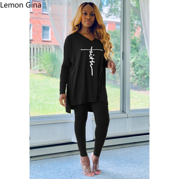 Lemon Gina - zestaw strojów wiosna/zima dla kobiet: luźna koszulka z długim rękawem i spodnie w stylu streetwear