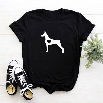 Koszulka bawełniana z nadrukiem Doberman Pinscher dla mężczyzn miłośników psów łącząca śmieszny hipsterski styl z sercem