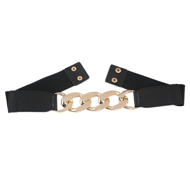 Elastyczny czarny łańcuch do paska dla kobiet - ozdoba talii Seal moda sukienka pasek Ondildo złoty - tanie ubrania i akcesoria